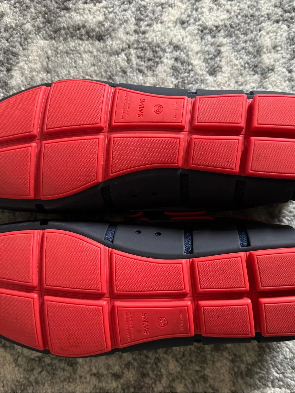 Men’s Swims Navy Mesh Boat Shoes with Red Laces and Orange Insoles